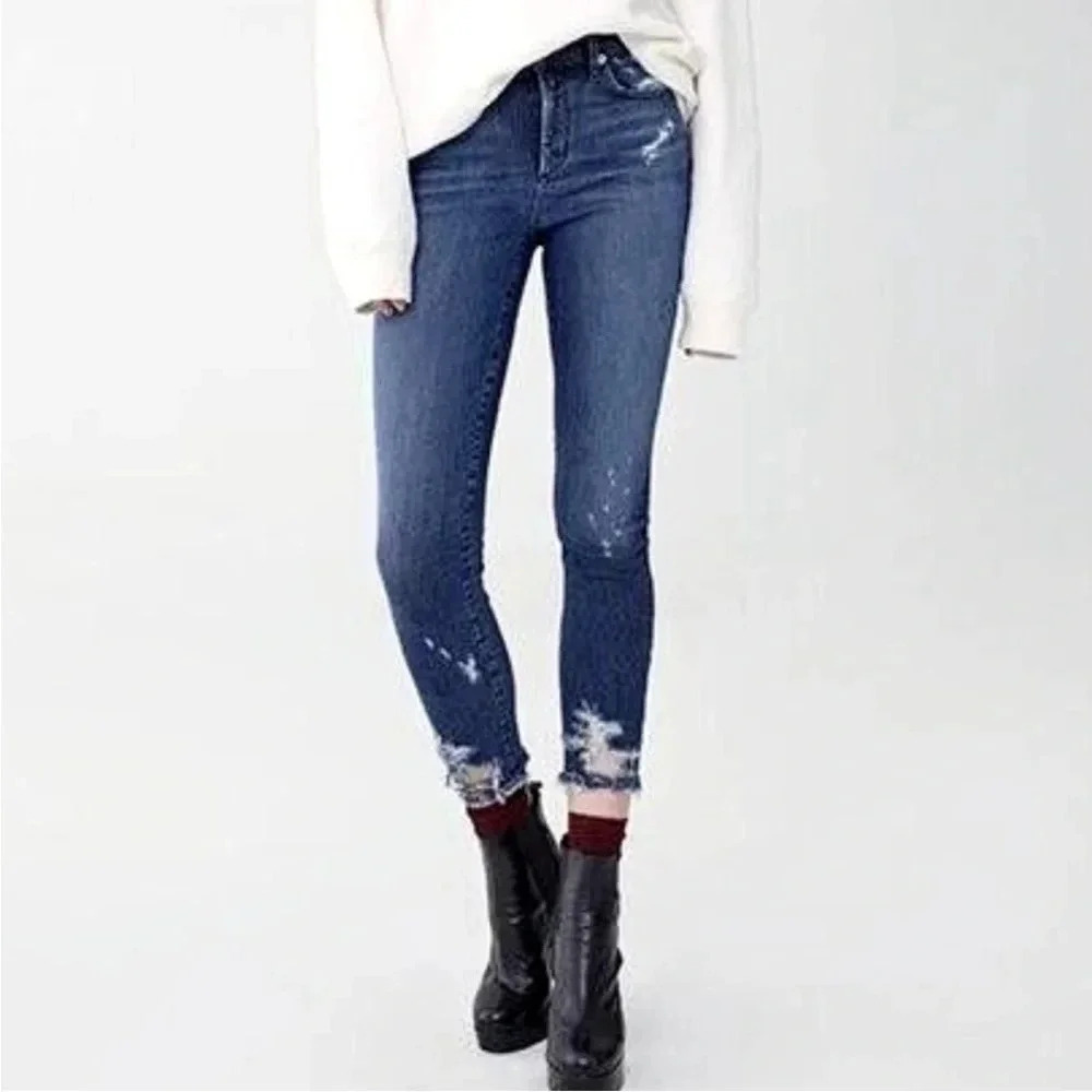 Agolde Sophie High Rise Skinny Distressed Cropped Jeans - Size 27